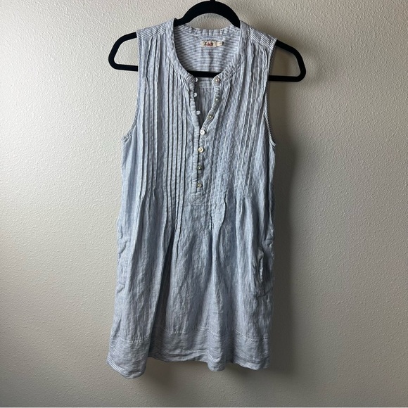 Faherty Isha Linen Dress Day Lily Stripe Blue White Boho Casual Women’s Small - Picture 3 of 12